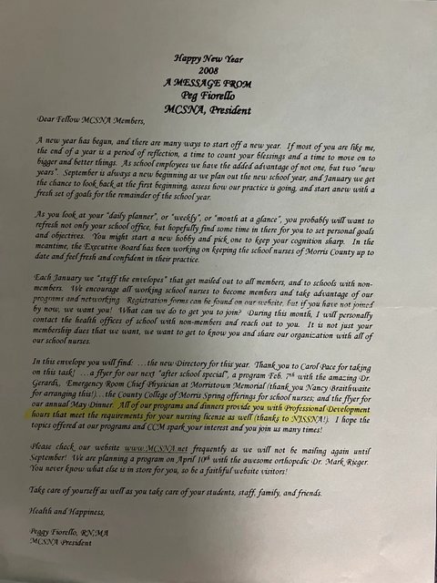 Peg Fiorello Letter
