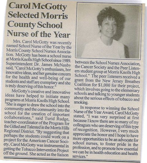 Carol McGotty School Nurse of Year