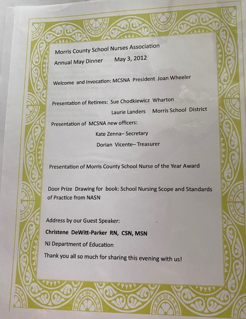 2012 May Dinner Agenda