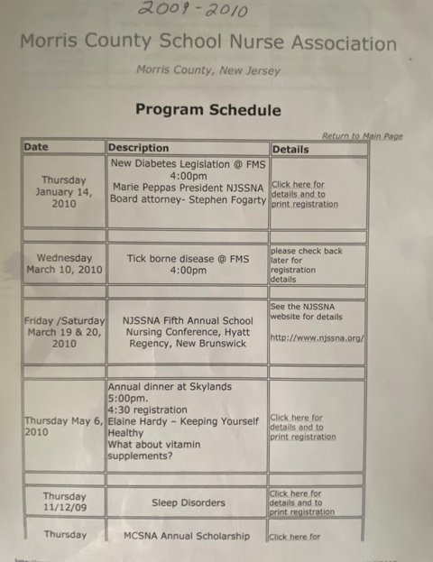 2009 Schedule