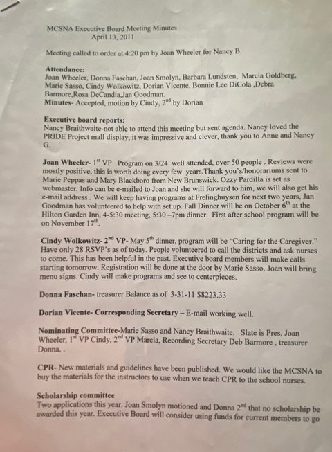 April 11 Meeting Minutes