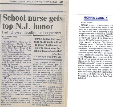 School Nurse Getz Top NJ Honor