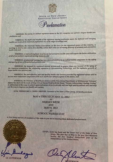 State of NJ Proclamation