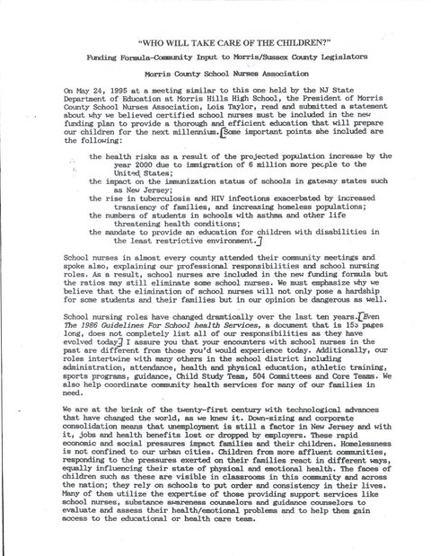 Who Will Take Care of The Children